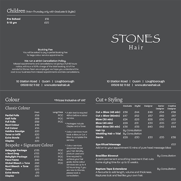 Stones Hair price list